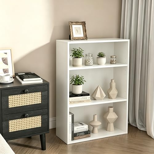 Image of HealSmart 3 Tier Bookcase, Industrial 3 Book Shelf, 9.2 inch D x 23.8 inch W x 31.5 inch H Tall Open Cube Storage Organizer for Home Office, Living Room, Bedroom and Dinning Room, White