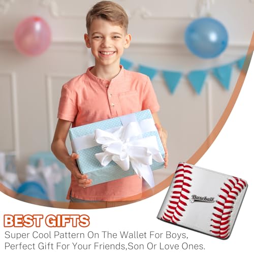 Image of Boys Wallet for Kids, Teen Boy Baseball Wallets 9-12 8-10 8-12, Cool Novelty Leather Bifold Rfid Blocking Purse Coin Pocket Zipper Id Window for Children Men Male Youth Guys Birthday Gifts