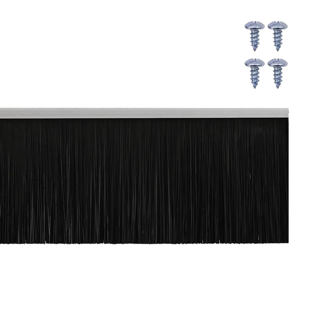 2 x uszczelka szczotkowa do drzwi, 100 cm, srebrna, stoper przeciągów do drzwi wewnętrznych, aluminiowa uszczelka do drzwi do nakładania, izolacja akustyczna