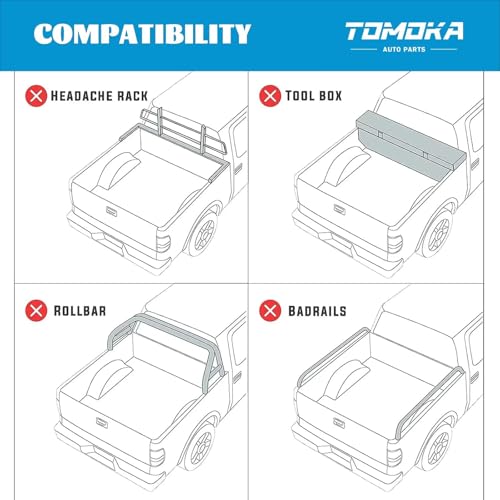 Image of TOMOKA Soft Tri-Fold Truck Bed Tonneau Cover Compatible for 2019-2026 Ford Ranger 5 FT (61 inch) Bed | Not fit Cargo Management Rails