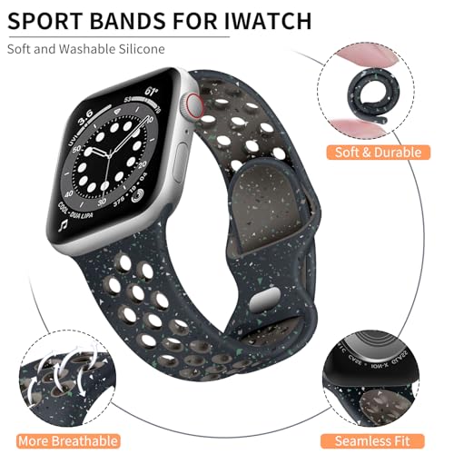 Image of Lerobo Sport Band Compatible with Apple Watch Band Ultra 49mm 45mm 44mm 42mm 41mm 40mm 38mm for Men Women,Soft Silicone Breathable Strap Sport Band for iWatch Ultra 2 SE Series 9 8 7 6 5 4 3 2 1
