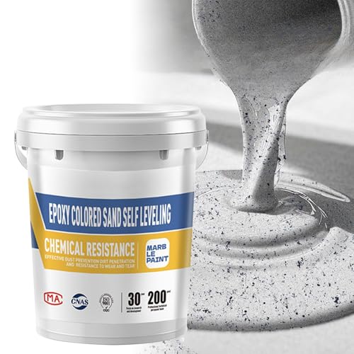 Garage Epoxy Colored Sand Floor Marble Coating Paint Self Leveling Kit for Basement Concrete Cement Tile Countertop Porch Indoor Driveway Outdoor Patio(Marble)