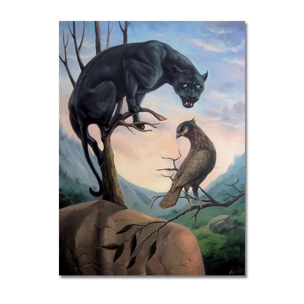 Baibexing Nordic Visual Art Canvas Painting Optical Illusion Animal Painting Print On Canvas Poster Picture For Modern Home Wall Decor 30X40Cm Unframed