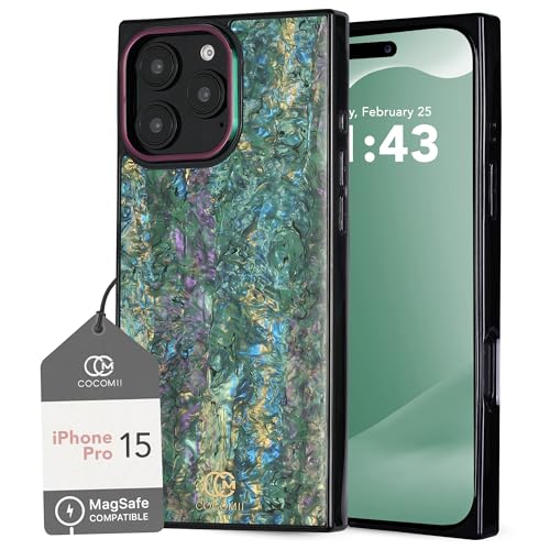Image of COCOMII Rectangle for iPhone 15 Pro Case, Aurora Abalone Shell