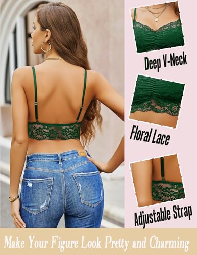 Image of Avidlove Lace Bralette for Women V Neck Cami Tank Y2k Camisoles Adjustable Spaghetti Strap Crop Top Non Padded