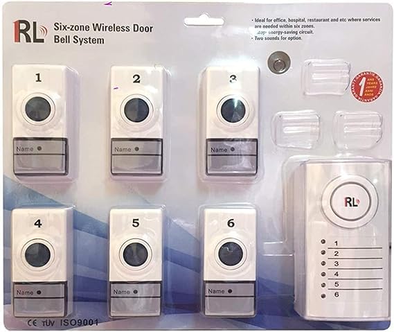 Boost Security: RL 6-Zone Wireless Doorbell System with Smart Push Buttons - Elevate Home Safety with Advanced Technology