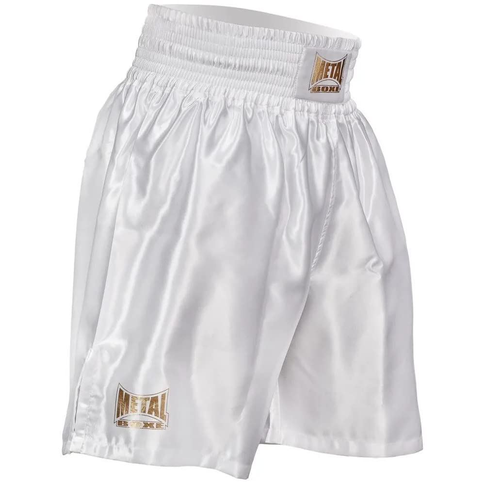 Metal Boxe Unisex White/Gold Pro Line English Boxing Shorts L, L