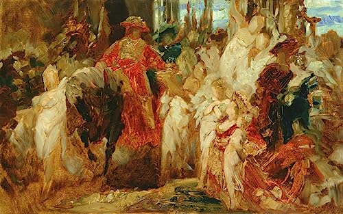 Pintura al óleo clásica abstracta de Hans Makart, lienzo decorativo de 60x90cm