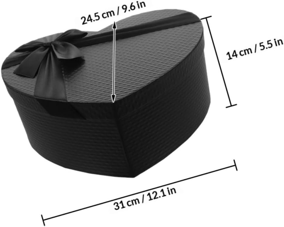 Abaodam 2pcs Heart Shaped Boxes for Flowers Large Black Wrapping Boxes for Valentine’s Day Packaging