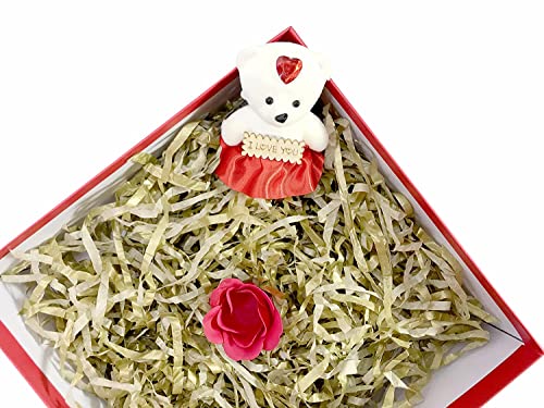 Image of Eco Sarras Confitti Shredded Paper Crinkle Grass Strips for Gift Tray Hamper Packaging, Box Filler, Basket Filler, Christmas Festival Decoration Paper (1 KG, Metallic Gold)