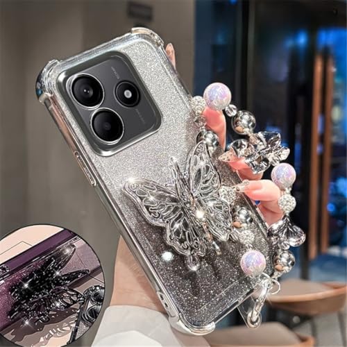 Coque iPhone 13 à paillettes avec support papillon et dragonne intégrée - 5