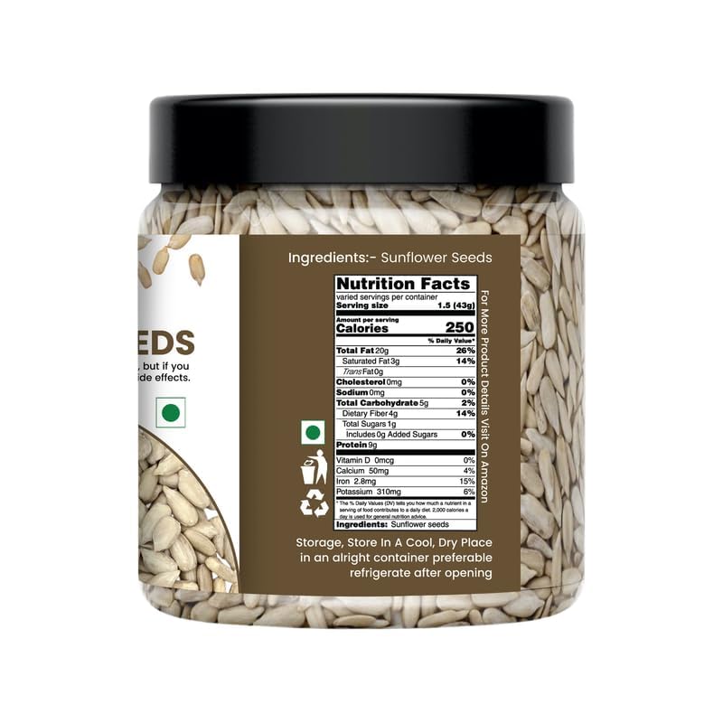 Image of NUTRIZAIKA Premium Raw Sunflower Seeds for Eating 100g - Protein, Fibre and Antioxidants Rich Superfood for Heart Health, Immune Support, Healthy Diet Snack