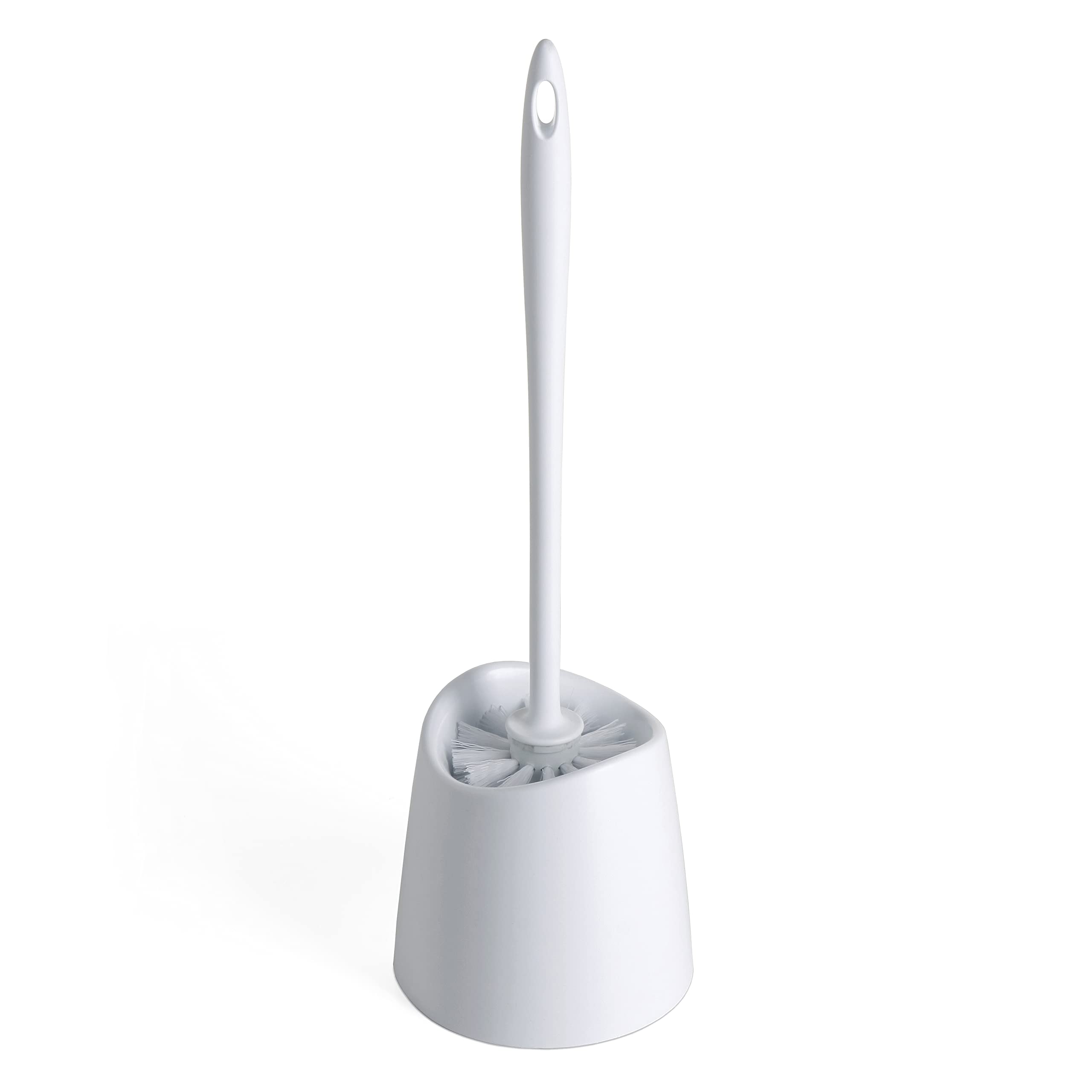 TATAY Escobilla WC | Materiales Resistentes | Diseño Moderno | Cepillo Fijo y Duradero para Buena Higiene | Escobillas de Baño | Fabricada en España | 12 x 12 x 38 cm - Blanco