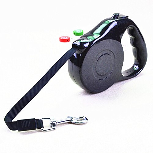 Yueton Retractable Pet Dog Leash with Push Button Lock & Release Knobs (Black, S)
