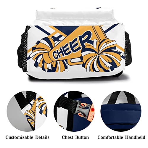 Personalized Custom Cheerleader Navy Blue Yellow Backpack Lightweight Travel Hiking Causual Bag With Name4