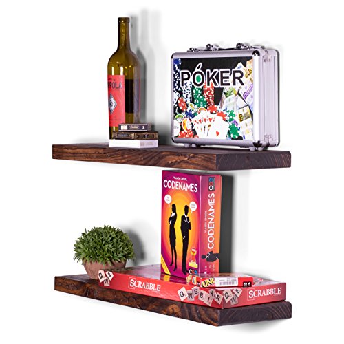 Dakoda Love Floating Shelves | Rugged Distressed | Southern Yellow Pine | Premium Craftsman Quality | Easy Hidden Bracket Wall Mount | Set Of 2 (Bourbon, 24" L X 8" D) #TOP10