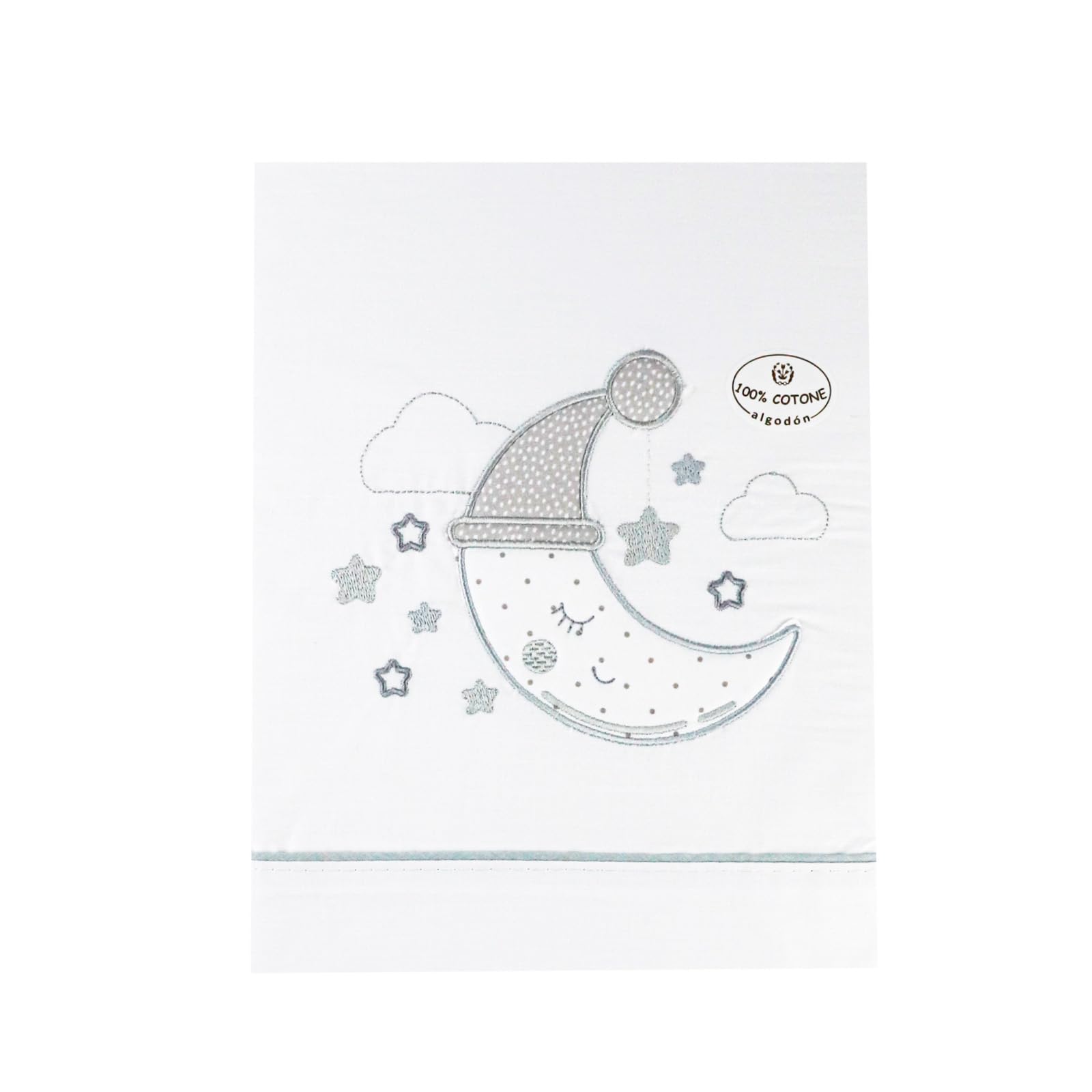 various Set Lenzuola Lettino Neonato 60x120 cm, 100% Cotone Extra Morbido, Include Lenzuolo con Angoli, Lenzuolo Sopra e Federa, Biancheria Letto Bambino Traspirante luna colore BCO/Grigio
