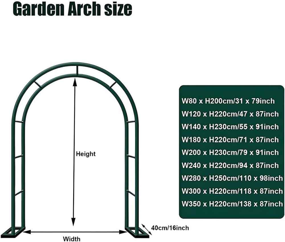 Szeroki metalowy łuk ogrodowy, krata, 120 cm, 140 cm, 240 cm, elegancka pergola na wesela, imprezy, dekoracja wewnątrz i na zewnątrz, czarna rama, 2,4 m x 2,2 m podparcie łuku