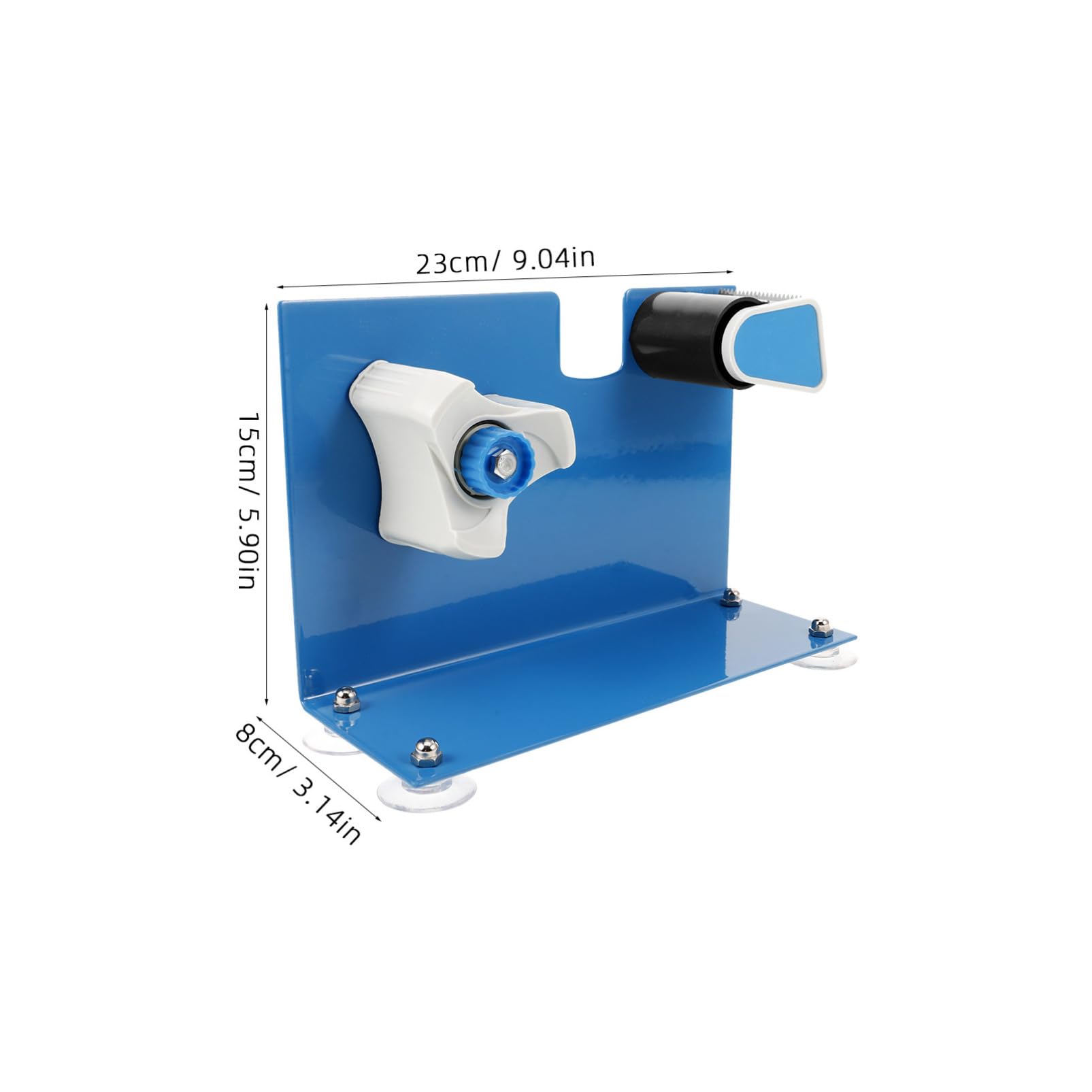 Distributore di Nastro Adesivo da Tavolo con Base a Ventosa Blu | Ferro, per Pezzi Fino a 5cm di Larghezza, Uso Intensivo in Ufficio e Magazzino