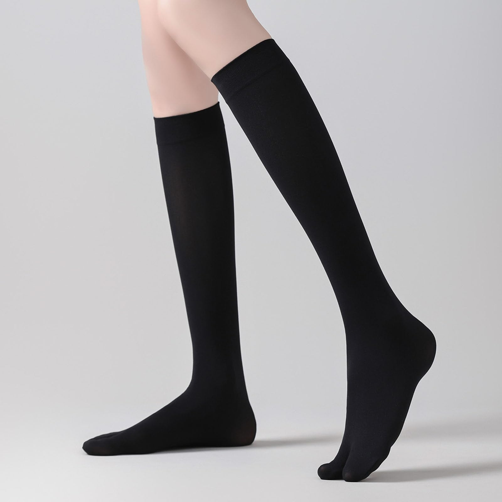 Générique 4 paires de chaussettes à orteil divisé ultra mince, chaussettes haute à genou en maille transparente respirantes pour les femmes
