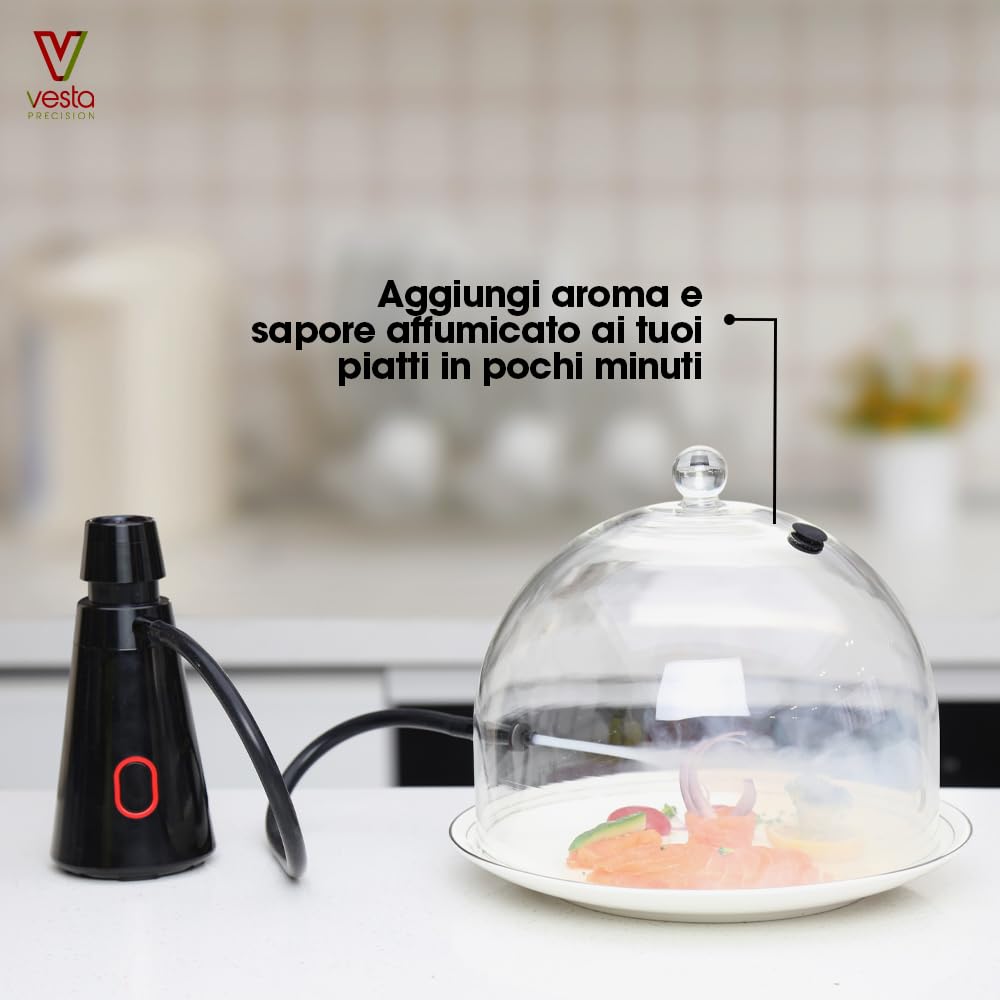Vesta Precision Affumicatore portatile Gusto| Infusore di fumo per alimenti e bevande come carne, formaggio o pesce, facile da usare e pulire | funzionamento a batteria