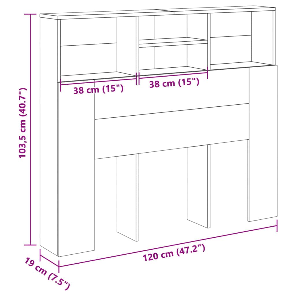 Homgoday Cabecero con caja de madera de 120 x 19 x 103,5 cm, de aglomerado, para muebles, baúles y baúles, caja de jardín, porta herramientas de jardín, puf de exterior, baúl de exterior