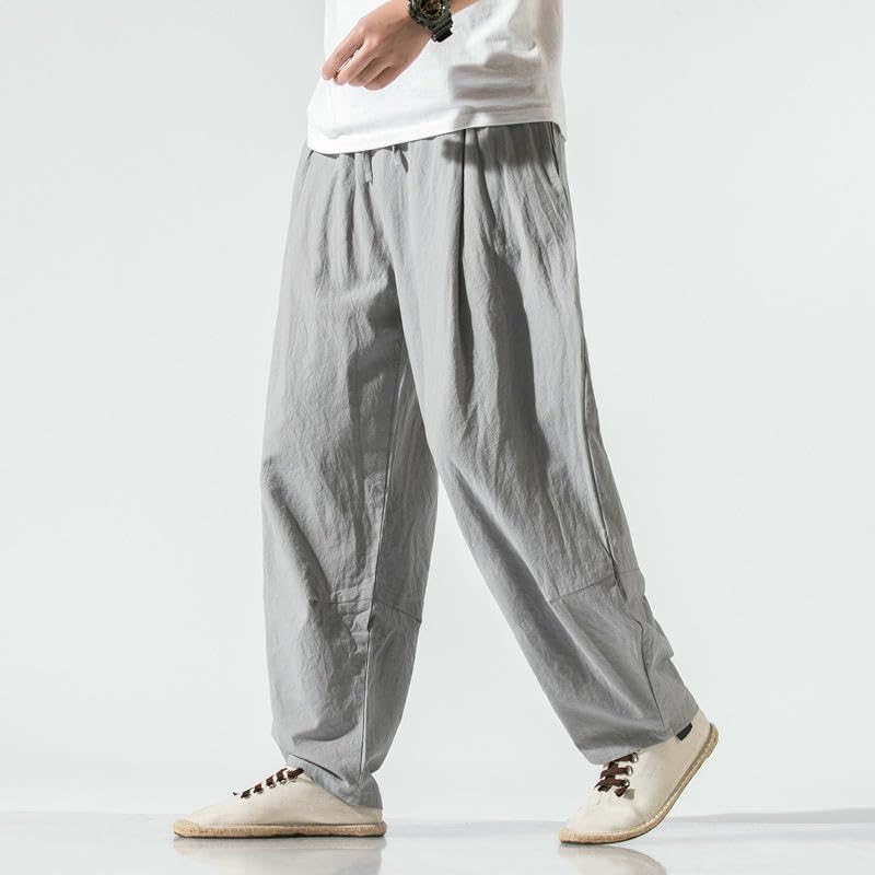 Men's Summer Chinese Style Tang Suit Cotton Linen Loose Lantern Straight Casual Long Pants2