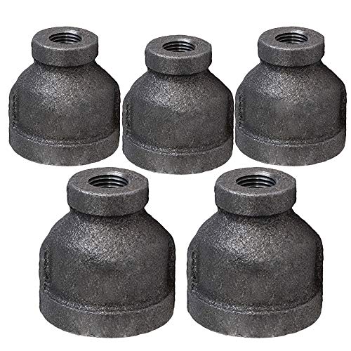 Supply Giant BMRC0122-5 - Acoplamiento reductor, conector roscado de hierro maleable, 1/2 x 3/8 pulgadas (paquete de 5)