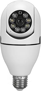 Light Bulb 1080P Security Wireless Camera 360°Panoramic Surveillance Cam Smart WiFi Light Bulb Security Camera for Home Security Night Two Way Talk Motion Detection Alarm
