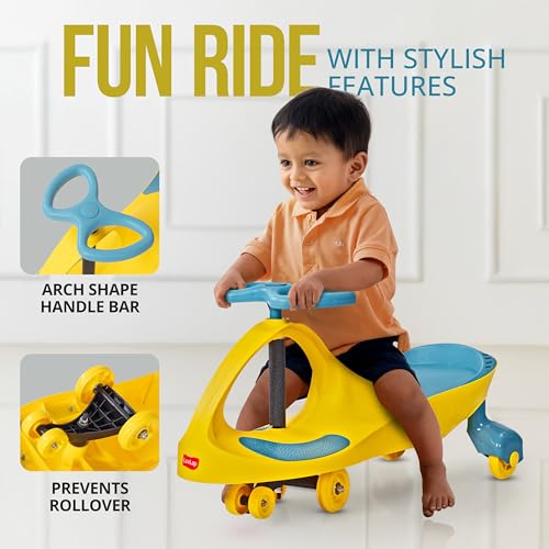 Image of LuvLap Sunshine Swing Car for Kids, Comfortable Seats & Durable, Smooth Wheels, Baby Car, Magic Toy, Push Ride On, 3+ Years, Birthday Gift for Baby Boys & Girls, Yellow & Green