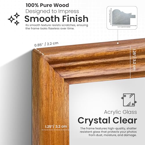 Image of Handmade Wooden Rectangular Photo Frame, 10 X 12 inch Display for Artworks, Pictures and Photos of Your Loved Ones, Best for Home, Office, Wall Decor, Living Room, Bedroom, Honey Maple
