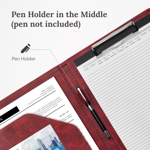 Image of Clipboard Folder Padfolio, Mymazn Writing Portfolio Faux Leather Clipboards with Cover for Legal Pad Holder Letter Size A4 8.5 x 12 for Business Conference Notepad Clip Boards
