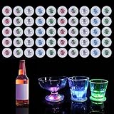 Yiypepy 50 PCS LED Coaster, Light Up Coasters for Drinks, Liquor Bottle Lights Stickers Coasters, Flash Light Up Bar Coaster for Club, Bar, Party, Wedding Decor