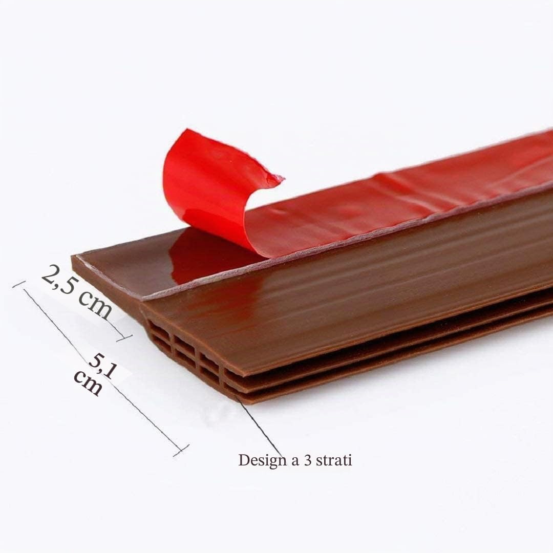 HEQUN Guarnizione Autoadesiva per Porta Esterna, Evita Aria Fredda/Rumore/Polvere/Woodlice (500 x 5cm, Marrone)