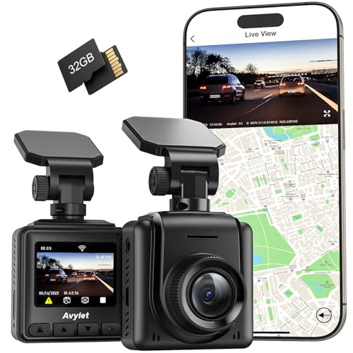 2K Dash Cam WiFi Front Camera Mini Car Camera Supports External GPS Module App Ultra Night Vision WDR 24-Hour Parking Mode and Motion Detection G-Sensor