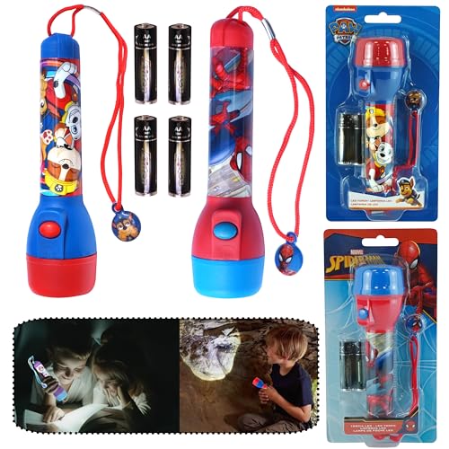 HOVUK 2 lampes de poche LED pour enfants en plastique de 16 cm, grandes lampes avec une portée lumineuse de 3,5 m, lampe de nuit lumineuse pour enfants, jouet de camping, cadeaux pour 3 ans et plus