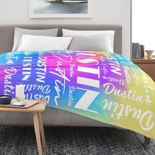 Name Blanket Personalized Name Blanket Customized Blanket with Name Text for Adult Kid Birthday Christmas Mothers Fathers Valentines Day Gift