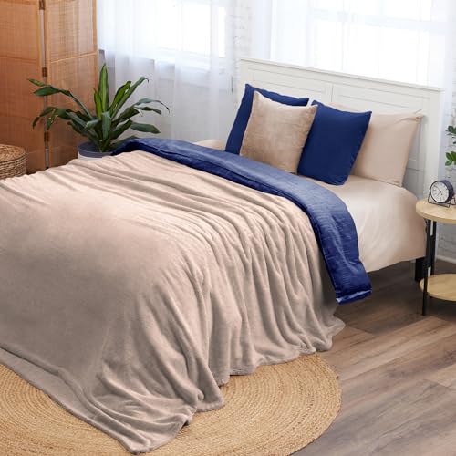 Ashford Home Essentials - Coperta in pelliccia sintetica 228.6 x 228.6 cm colore: chiaro di luna tortora