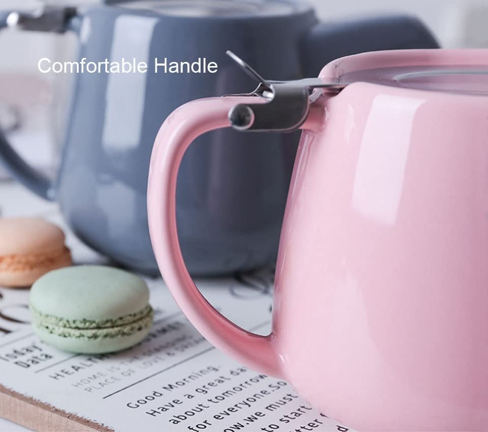 Generic 580Ml Zestawy Herbaty Porcelana Kolorowy Ręcznie Wykonany Garnek Do Herbaty Pokrywa Ze Stali Nierdzewnej Extra-Fine Infuser Do Parzenia Luźnej Herbaty Z Liści/Zielony/580Ml