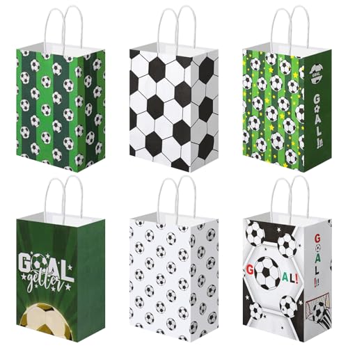 Candcamp 24pcs Football Paper Party Bags Soccer Gifts Bags with Handle