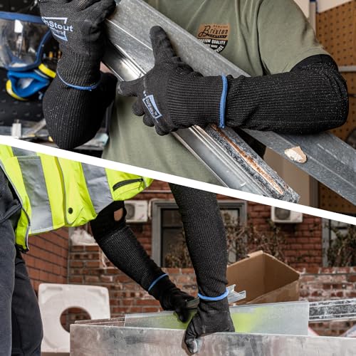 Image of OriStout Cut Resistant Farmers Sleeves with Thumb Hole, Protective Arm Sleeves, for Gardening, Welding, Kitchen, Arm Guards for Biting, Pet Grooming, Black, 1 Pair | Arm Protectors for Thin Skin and Bruising