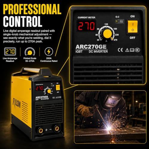 Image of RILON ARC 270GE Welding Machine | True 270A Heavy Duty IGBT Welder | RI CHIP Smart Control | Hot Start & Arc Force | 2.5mm & 3.2mm Rod | Industrial ARC Machine