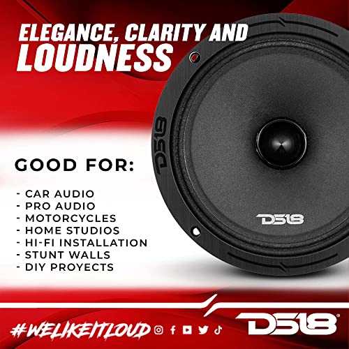 Image of DS18 PRO-ZXI8.4BM 8 Inches Car Audio Mid-Range Loudspeaker with Bullet 700 Watts 4-Ohm (1 Speaker)