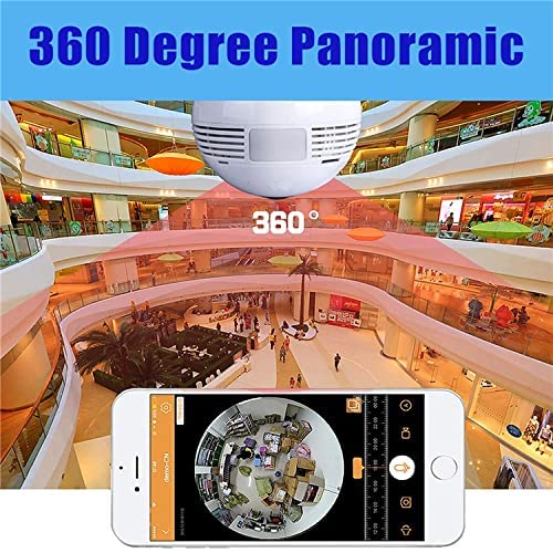 DDLC 1080p WiFi Bulb CCTV cameraWireless PTZ Bulb Shape V380 Pro | Indoor 360&deg; Smart Home Security Camera Light Vision 24x7 Continuous Recording with Motion Sensor LED Lights (Bulb Camera)