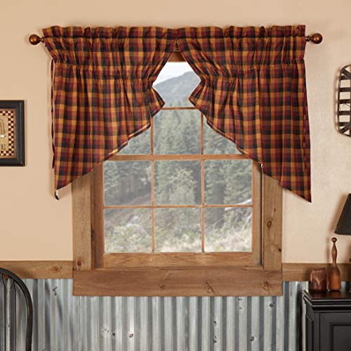 VHC-Brands-Heritage-Farms-Window-Curtains-Primitive-Check-Prairie-Swag-Set-of-2-36x36x18 VHC Brands Heritage Farms Window Curtains Primitive Check Prairie Swag Set of 2 36x36x18
