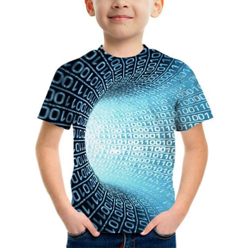 Kinder Lustige T-Shirts 3D Optische Täuschungen Bedruckt Top...