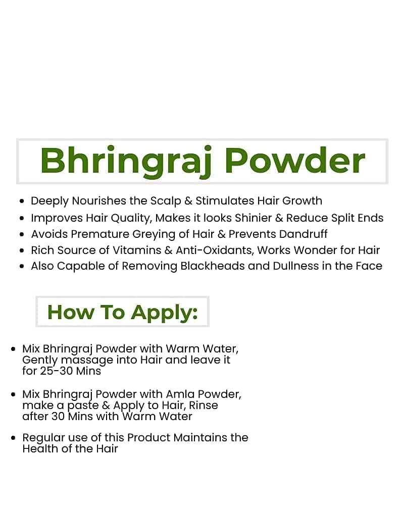 VK 100% Pure Bhringraj Pow.der | for Hair | Natural Hair Care | No Added Chemicals, 100 Grams