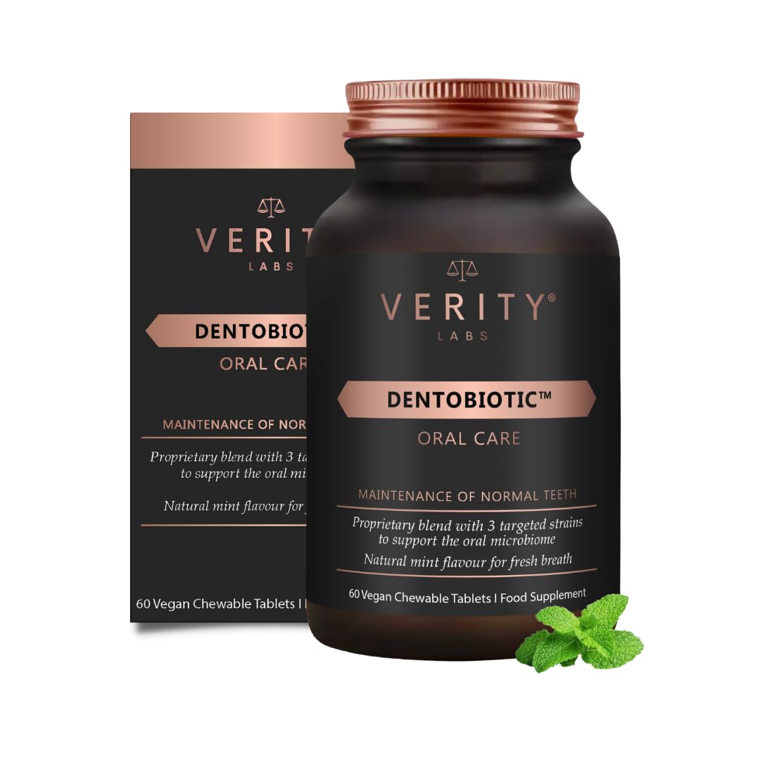 DENTOBIOTIC Dental Probiotics for Mouth Microbiome, Glass Bottle | 60 Tablets Oral Probiotics for Children & Adults - Cavity Prevention, Gum Disease, S. Salivarius, Dental Hygiene | Made in UK