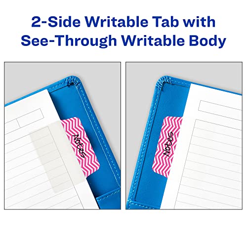 Image of Avery Multiuse Ultra Tabs, 2 inch x 1.5 inch, 2-Side Writable, Assorted Designs, 24 Repositionable Tabs (74774)