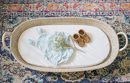 Lu & Ken Wicker Baby Changing Basket with Thick Pad & Waterproof Cover - Baby Changing Table Topper Moses Basket - Nursery Rattan Bassinet - Diaper Change Station - Woven Seagrass Dresser Topper Tray - Thumbnail 3
